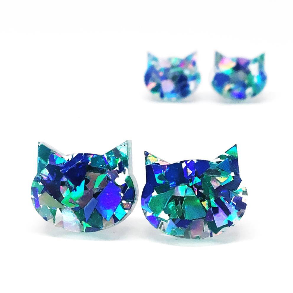 Blossom & Cat Glitzy Cat Earrings - Choose your colour & size!