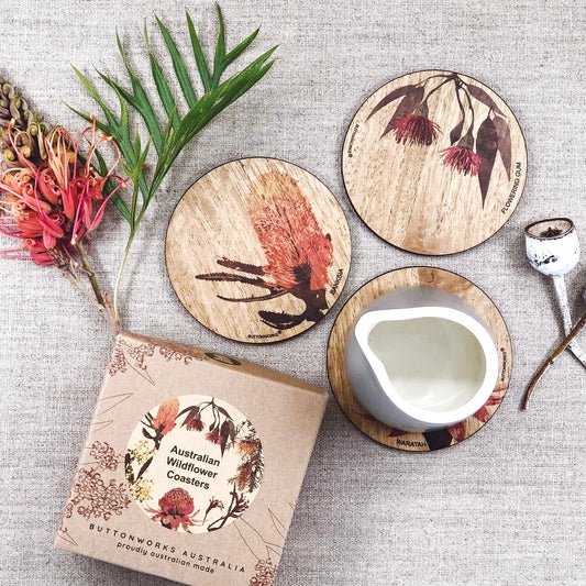 Coloured Wildflower Coasters by BUTTONWORKS (Set of six)