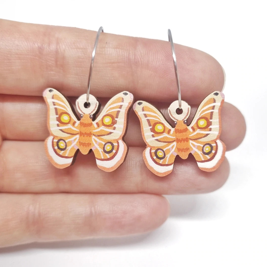 PIxie Nut & Co - EMPEROR MOTH HOOP EARRINGS