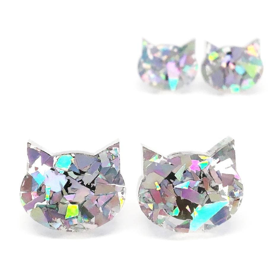 Blossom & Cat Glitzy Cat Earrings - Choose your colour & size!