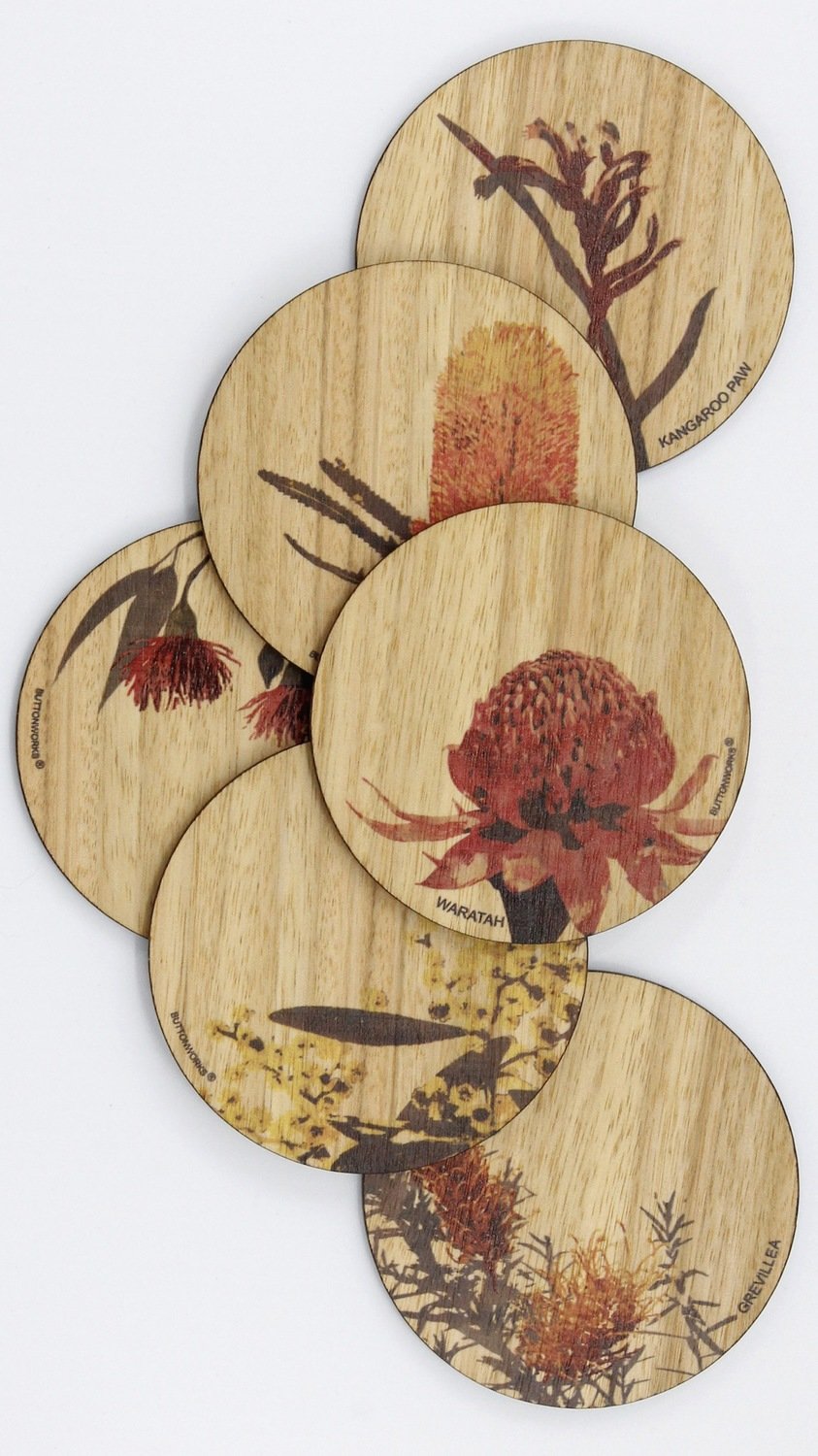 Coloured Wildflower Coasters by BUTTONWORKS (Set of six)