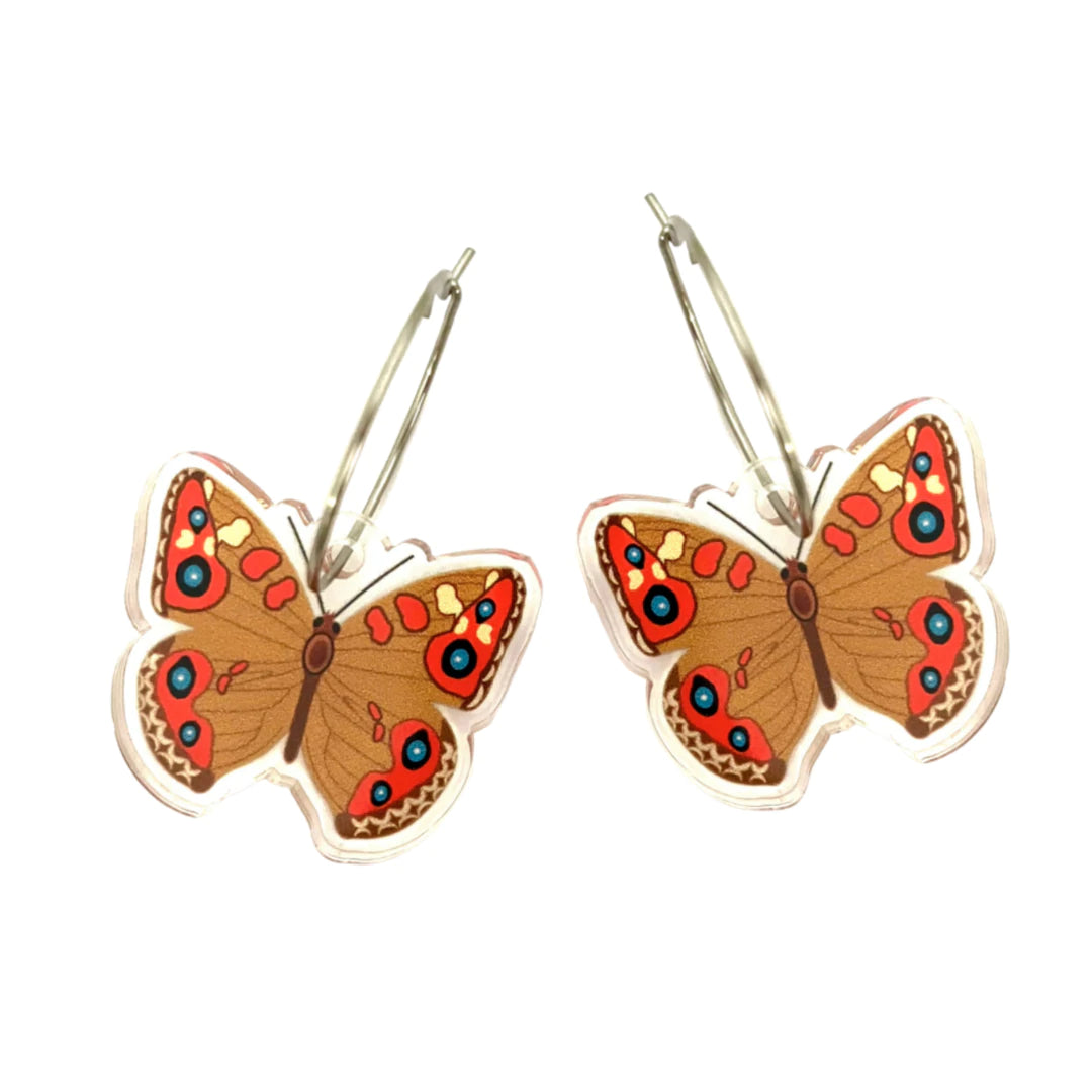 Smyle Designs - Brown butterfly hoop Earrings