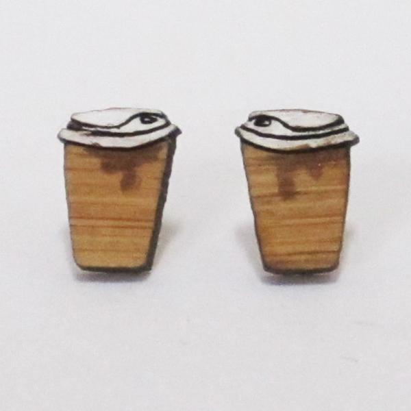 Milk Thieves - handprinted bamboo stud earrings