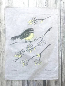 Bridget Farmer - Tea Towel, Grey Fantail