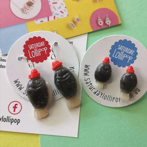 Saturday Lollipop - Food earrings - Soy Fish Earrings - Choose Studs or dangly!