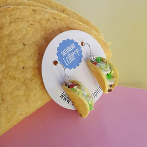 Saturday Lollipop - food earrings - Taco Dangly earrings
