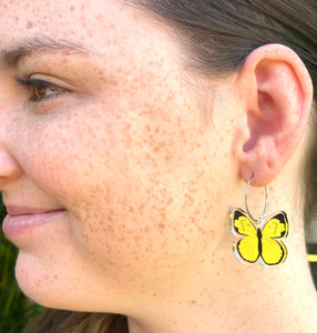 Smyle Designs - Yellow butterfly hoop Earrings