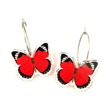 Smyle Designs - Red butterfly hoop Earrings