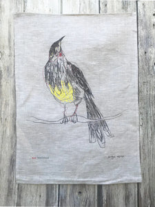 Bridget Farmer - Tea Towel, Red Wattlebird