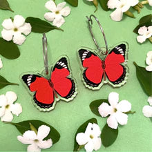 Smyle Designs - Red butterfly hoop Earrings