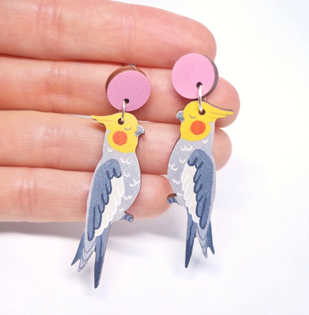 Pixie Nut & Co - Cockatiel earrings