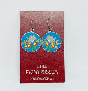 Red Parka - Pygmy Possum enamel earrings