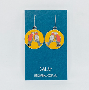 Red Parka - Galah enamel earrings