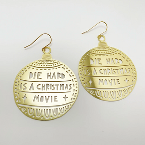 DENZ "Die Hard bauble earrings" Christmas dangles statement earrings  -   in gold