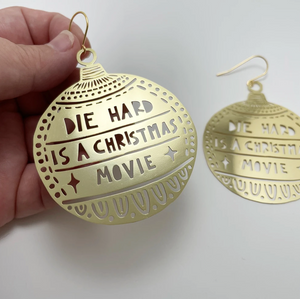 DENZ "Die Hard bauble earrings" Christmas dangles statement earrings  -   in gold