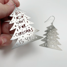 DENZ "Christmas Trees" Christmas dangles statement earrings  -  in silver