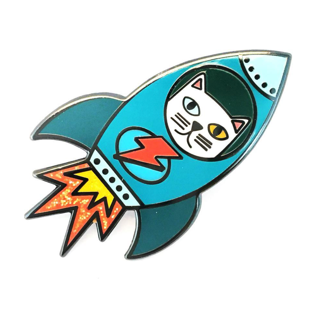 Blossom & Cat - Space Cat  pin choose Orange, Teal or Mustard