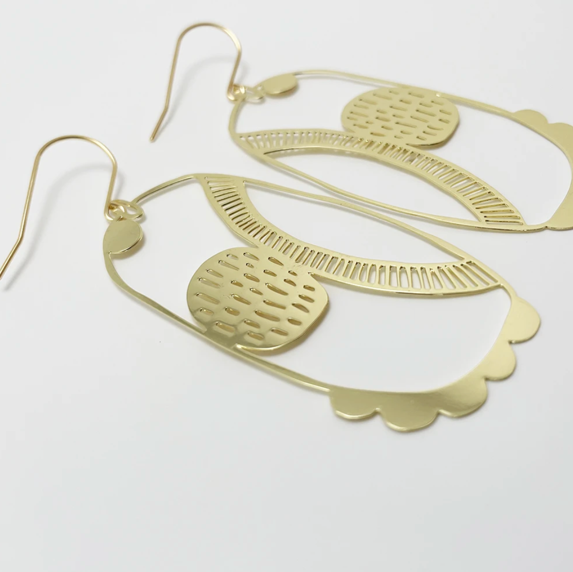 DENZ "Art School" dangles statement earrings  -  in Gold