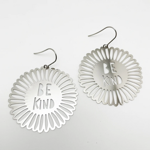 DENZ "Be kind" statement earrings  - silver