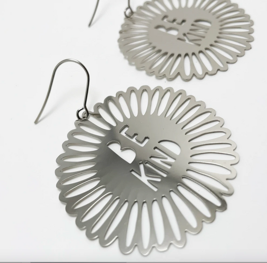 DENZ "Be kind" statement earrings  - silver