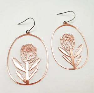 DENZ "Protea" statement earrings  - silver or rose gold
