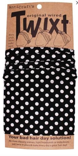AntiCraft - Wired Head Scarf BLACK & WHITE SPOT SMALL