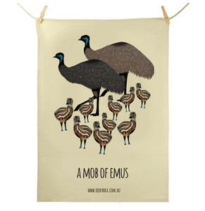 Red Parka (Jen Cossins) - Mob of Emus Tea Towel