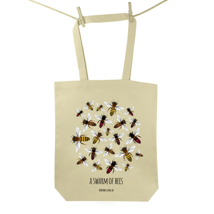 Red Parka (Jen Cossins) - Swarm of bees tote bag
