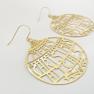DENZ "Merry Christmas bitches" Christmas dangles statement earrings  -   in gold