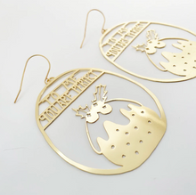 DENZ "Chrissy puddings" Christmas dangles statement earrings  -   in gold