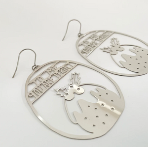 DENZ "Chrissy puddings" Christmas dangles statement earrings  -   in silver