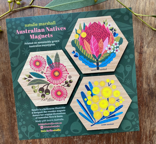 Little Hello Studio Australian Natives Wooden Magnets / Flowers