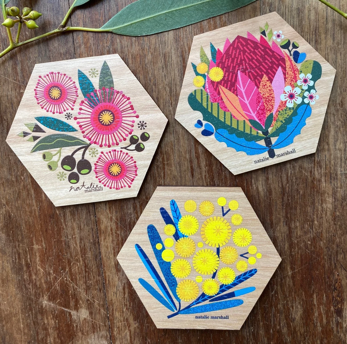 Little Hello Studio Australian Natives Wooden Magnets / Flowers