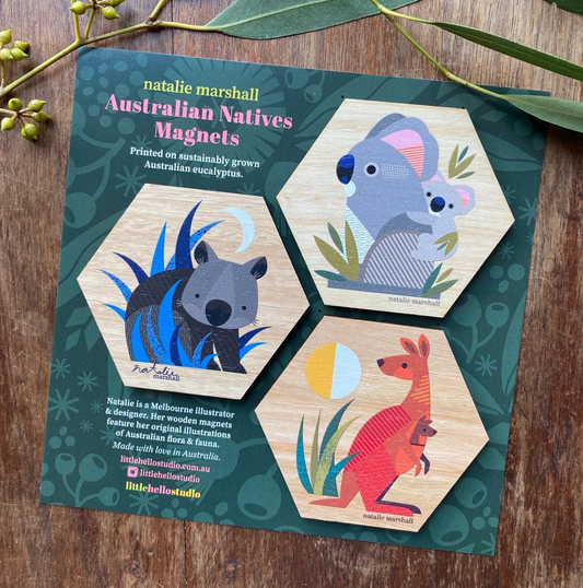 Little Hello Studio Australian Natives Wooden Magnets / Set Two