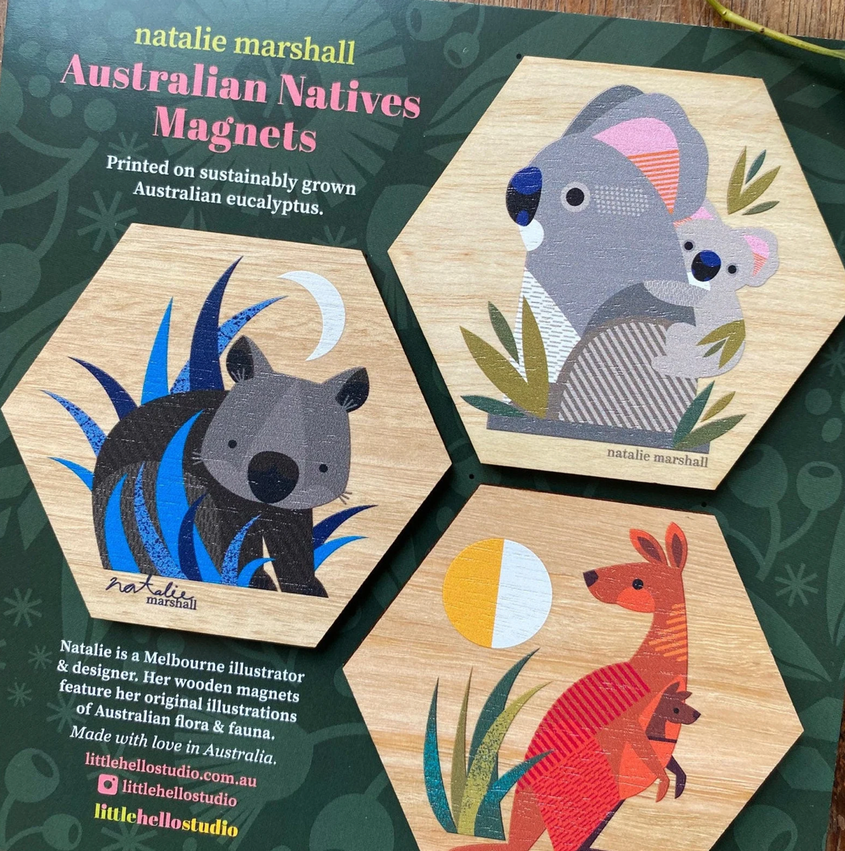 Little Hello Studio Australian Natives Wooden Magnets / Set Two
