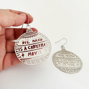 DENZ "Die Hard bauble earrings" Christmas dangles statement earrings  -   in silver