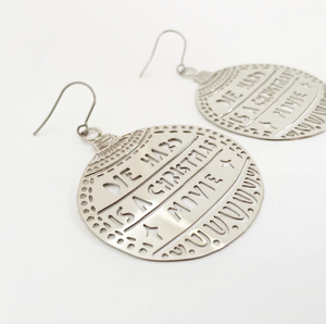 DENZ "Die Hard bauble earrings" Christmas dangles statement earrings  -   in silver
