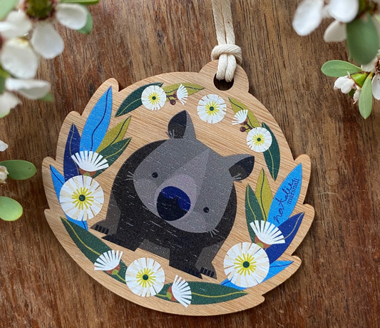 Little Hello Studio Shaped Wombat Wooden Christmas Decoration