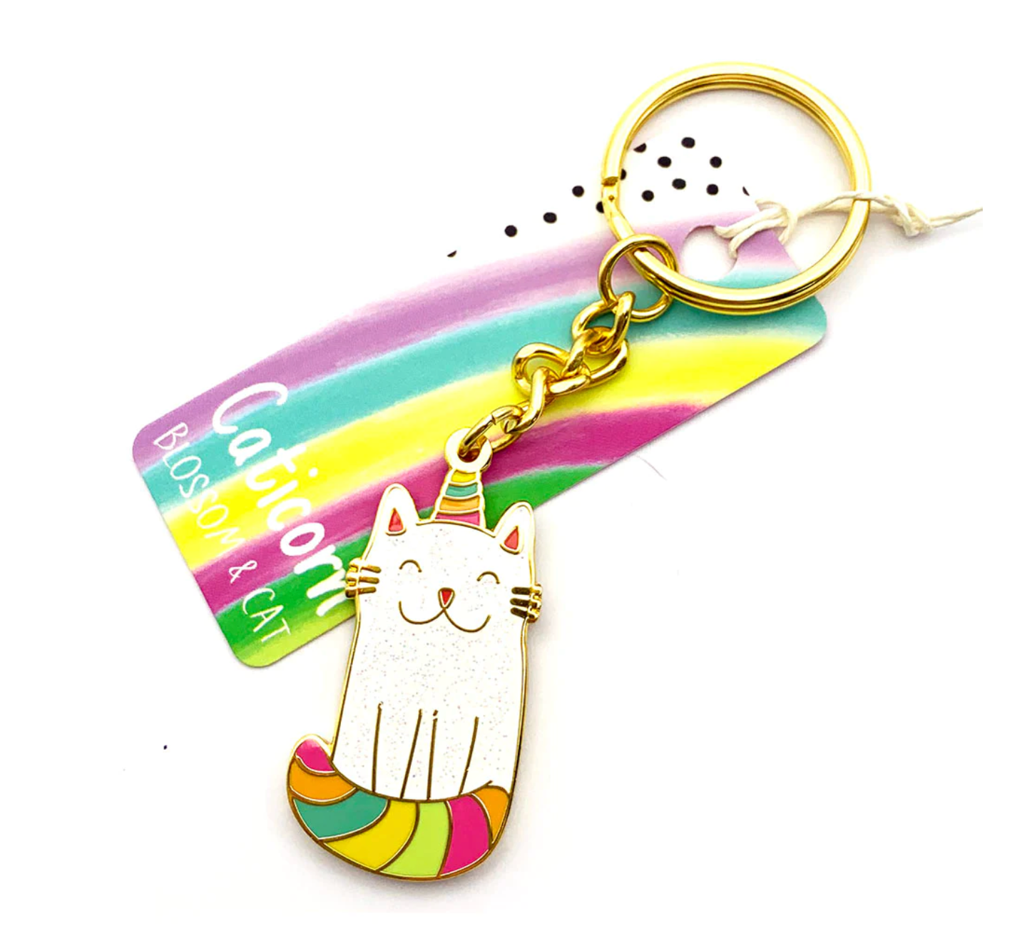 Blossom and Cat Keyring · Keyring · Glitter Caticorn · Rainbow Black + White Cat