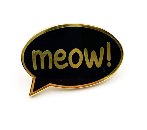 Blossom and Cat - Enamel PIn · MEOW! · Black + White
