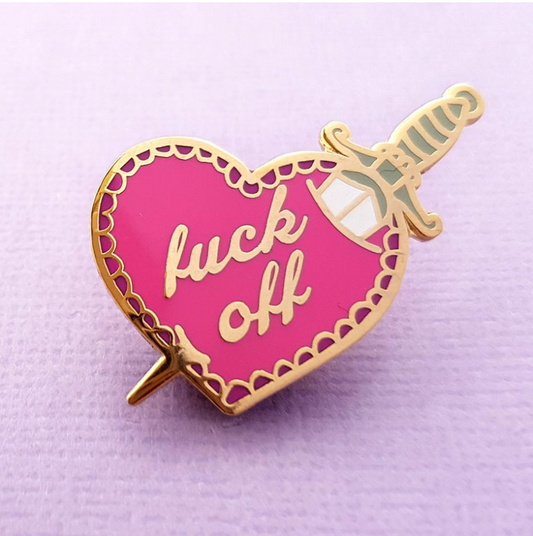 Jubly Umph - F*&^ OFF STILETTO HEART LAPEL PIN