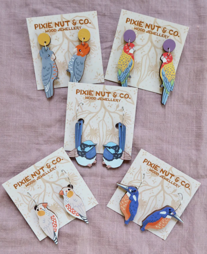 PIxie Nut & Co - ZEBRA FINCH EARRINGS