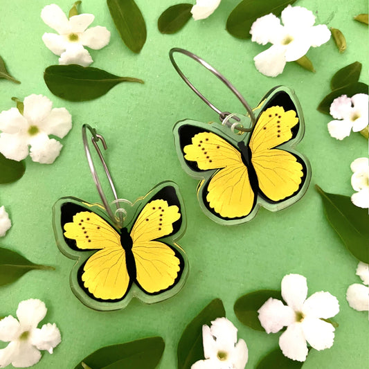 Smyle Designs - Yellow butterfly hoop Earrings