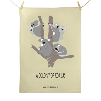 Red Parka (Jen Cossins) - Colony of Koalas Tea Towel