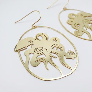 DENZ "Octopus" statement earrings  - gold