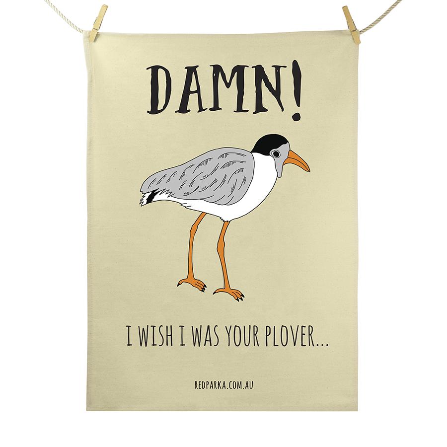 Red Parka (Jen Cossins) - Damn I wish I was your plover tea towel