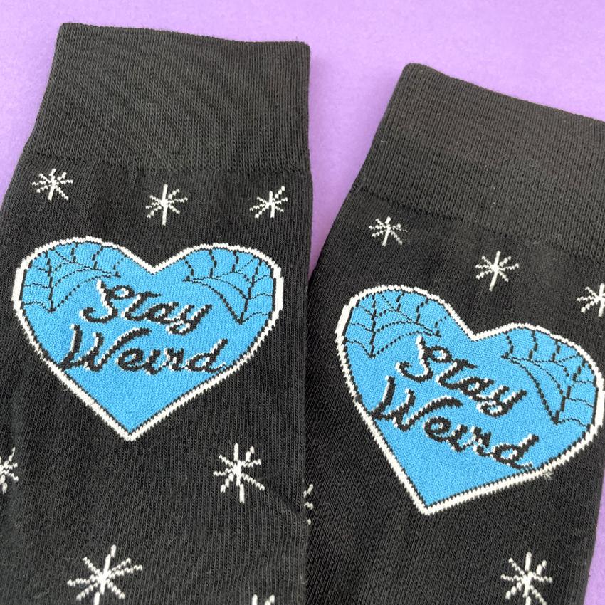 Jubly Umph Stay Weird Blue Heart Socks