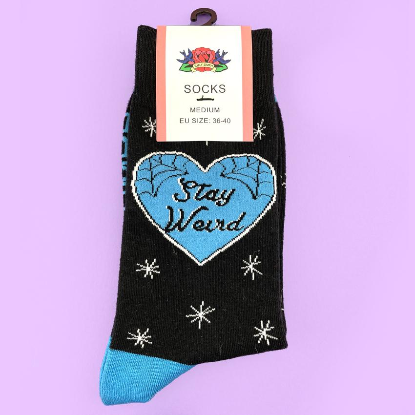 Jubly Umph Stay Weird Blue Heart Socks